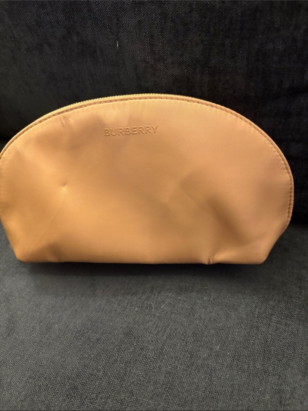 Burberry Camel Leather Dome Toiletry Pouch